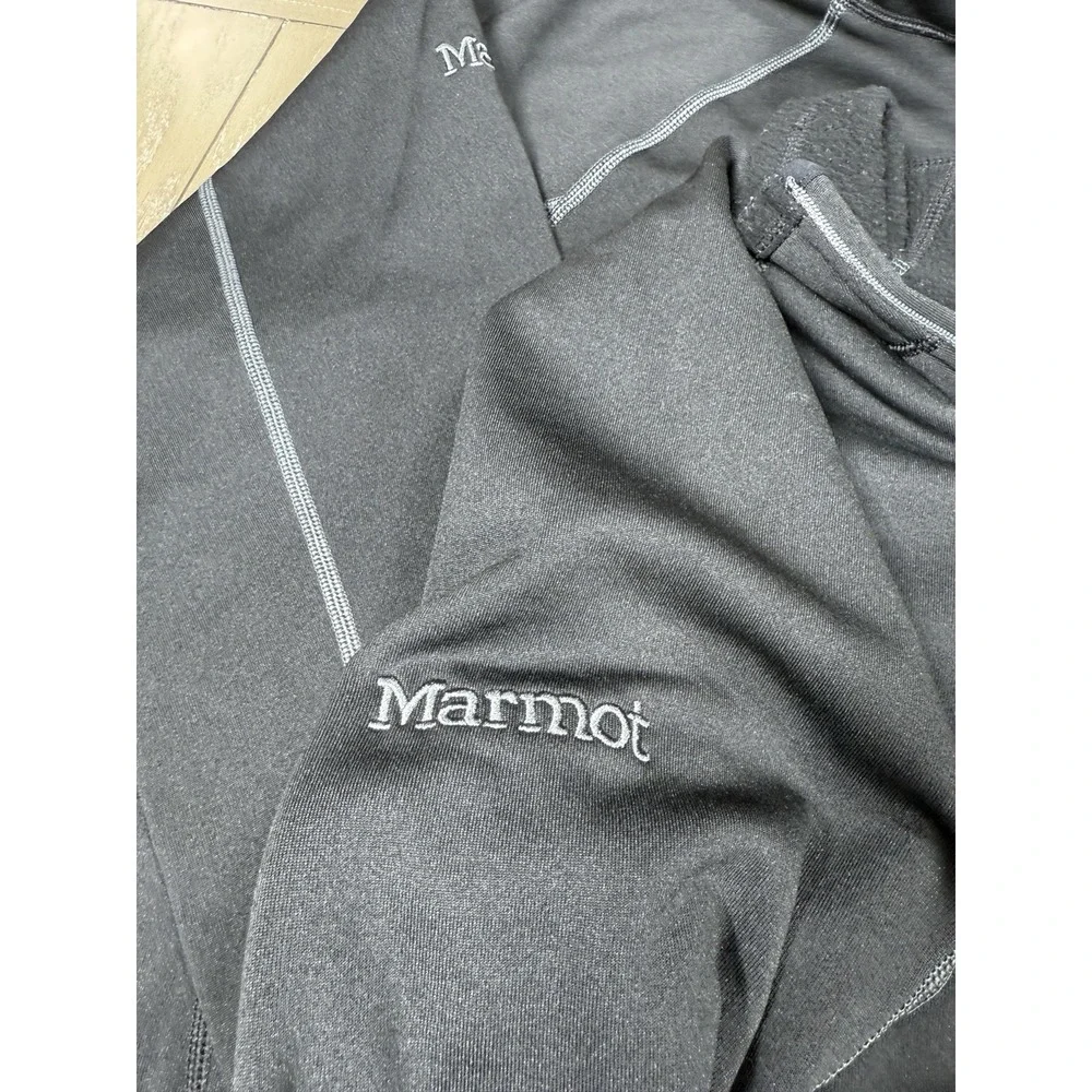 Marmot 1/4 Zip Fleece Pullover Jacket‎ Large Black  Sweater Hiking Base Layer